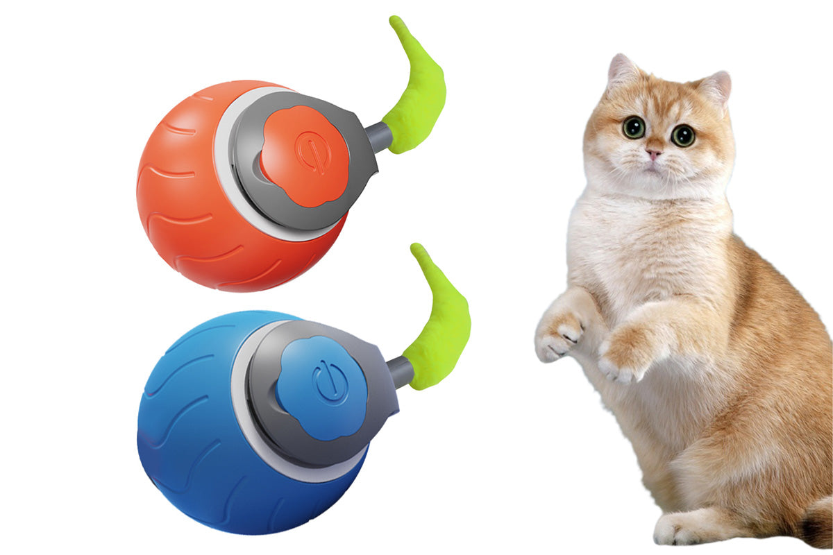 2Pcs USB Rechargeable Speedy Tail Pet Toy Interactive Pet Toy For Indoor Automatic Moving Pet Toy Ball-Each of Color