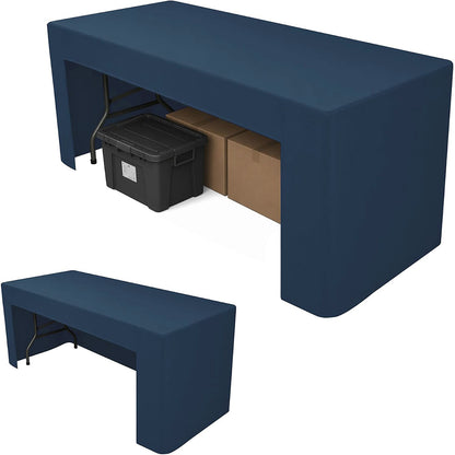 6 ft Fitted Polyester Table Cover with Skirt for Conferences and Trade Shows - Navy