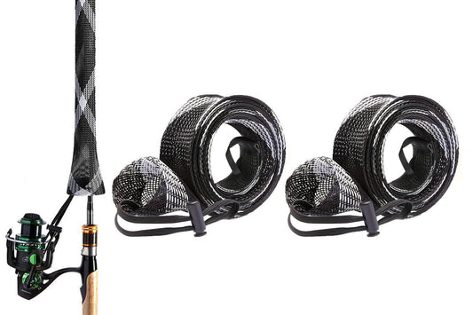 2Pcs Fishing Rod Sock with Strap Fishing Rod Sleeve for Baitcasting-Blue