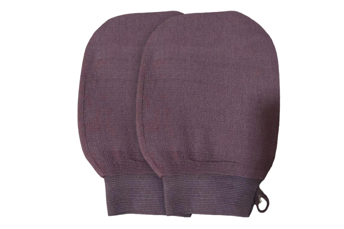 2Pcs 100% Viscose Exfoliating Gloves Moroccan Body Scrub Bath Wash Mitts-Brown