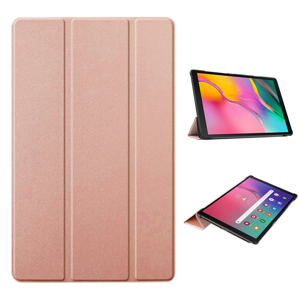 PU Leather Trifold Stand Case for Fire HD 10 2021 2023-Rose Gold