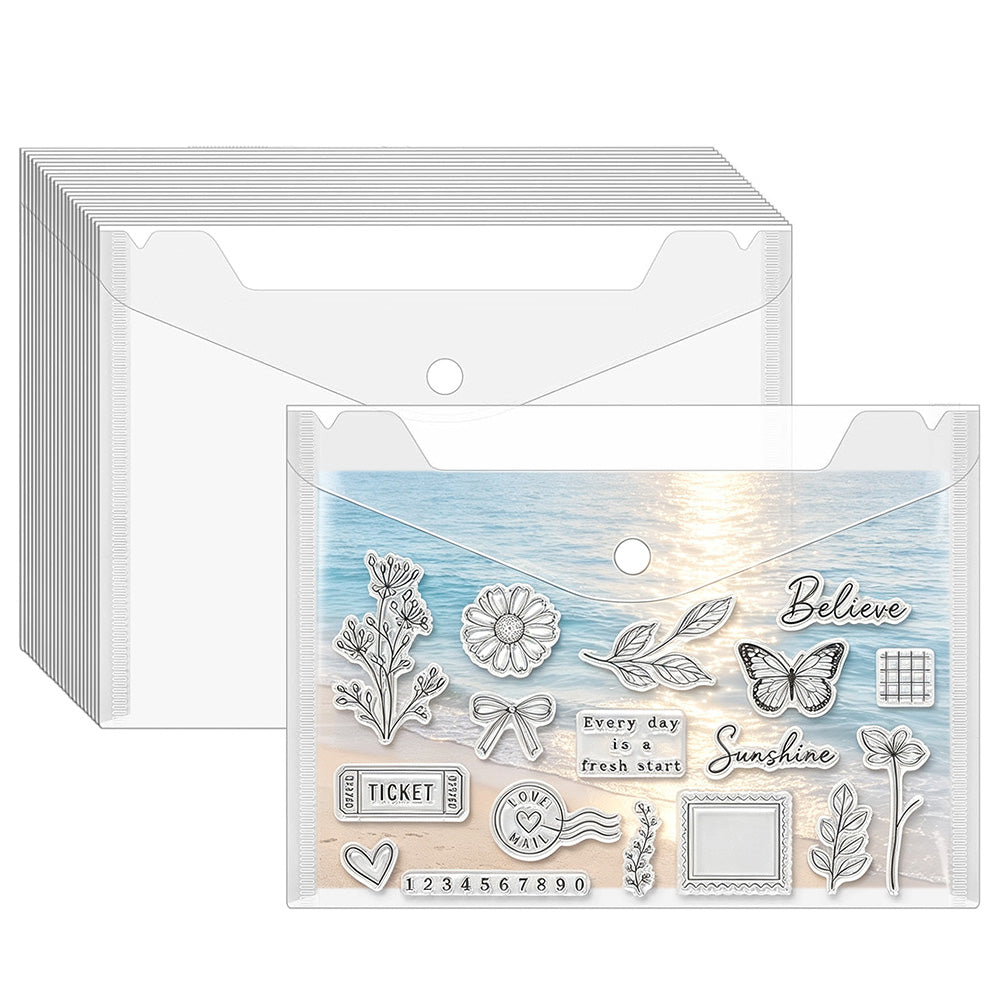 20 Pack Clear Horizontal Snap File Bags - A4
