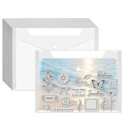 20 Pack Clear Horizontal Snap File Bags - A4