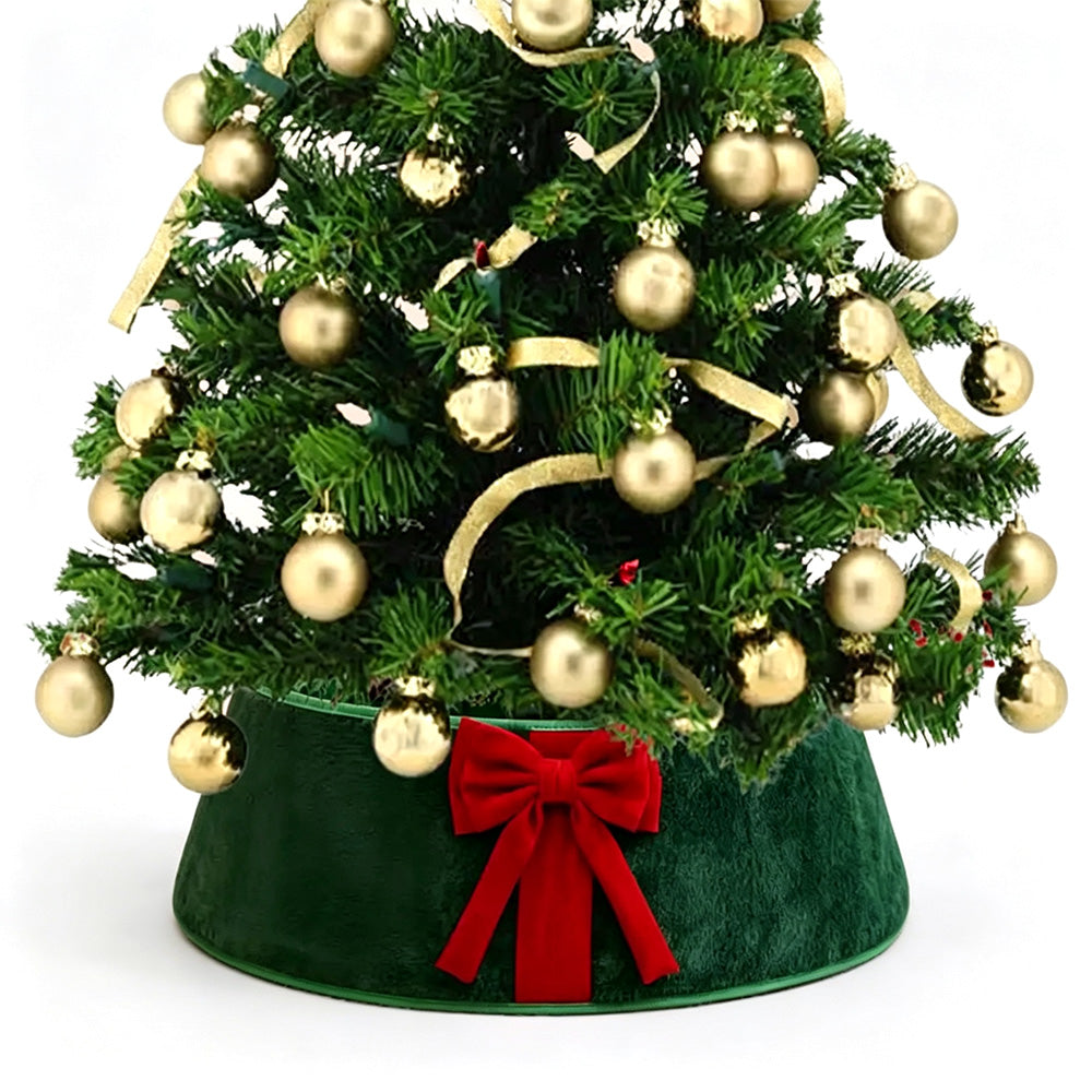 Christmas Tree Collar with Bow Holiday Tree Decor - Green