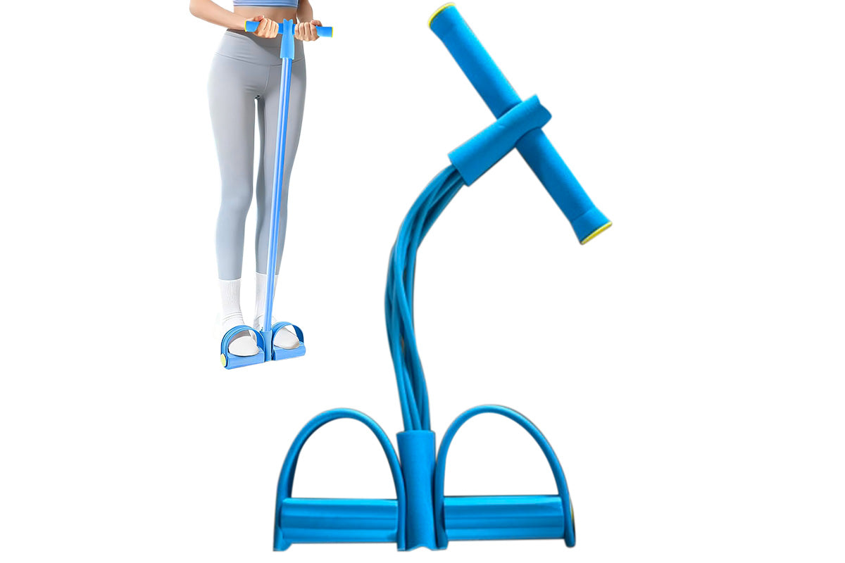 6 Tube Foot Pedal Resistance Band Ankle Puller Fitness Rope Blue