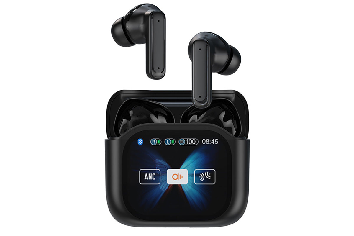 Bluetooth AI Translation Earbuds with LCD Touchscreen 150 Languages-Black