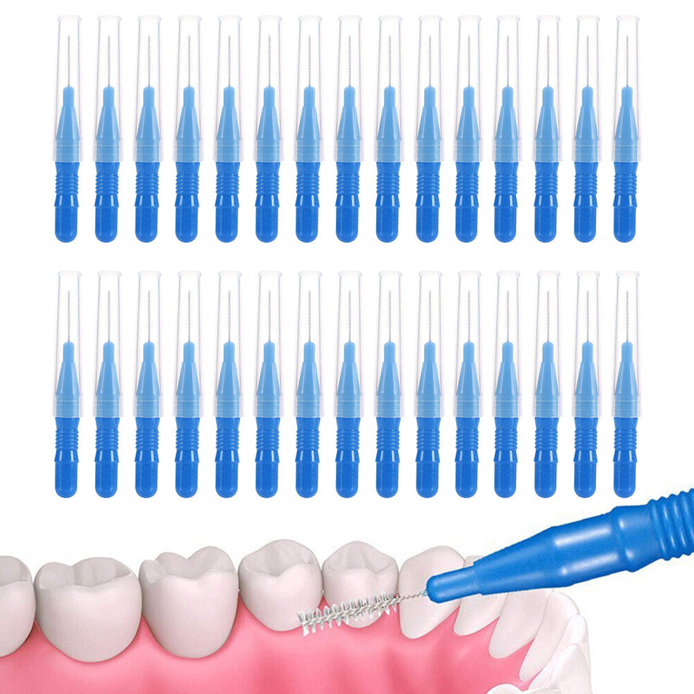 30 Piece Mini Cleaning Brushes for Braces Teeth Brows - Blue
