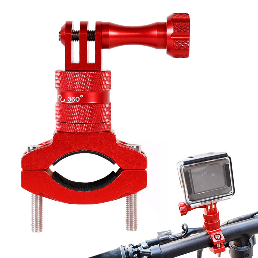 Aluminum 360-degree Bike Handlebar Mount for GoPro Hero 13 12 11 Cameras Red