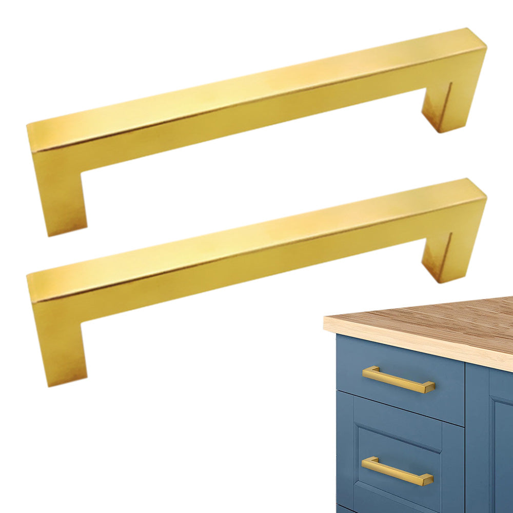 2 Pieces 12mm Square Stainless Steel Kitchen Cabinet - Gold