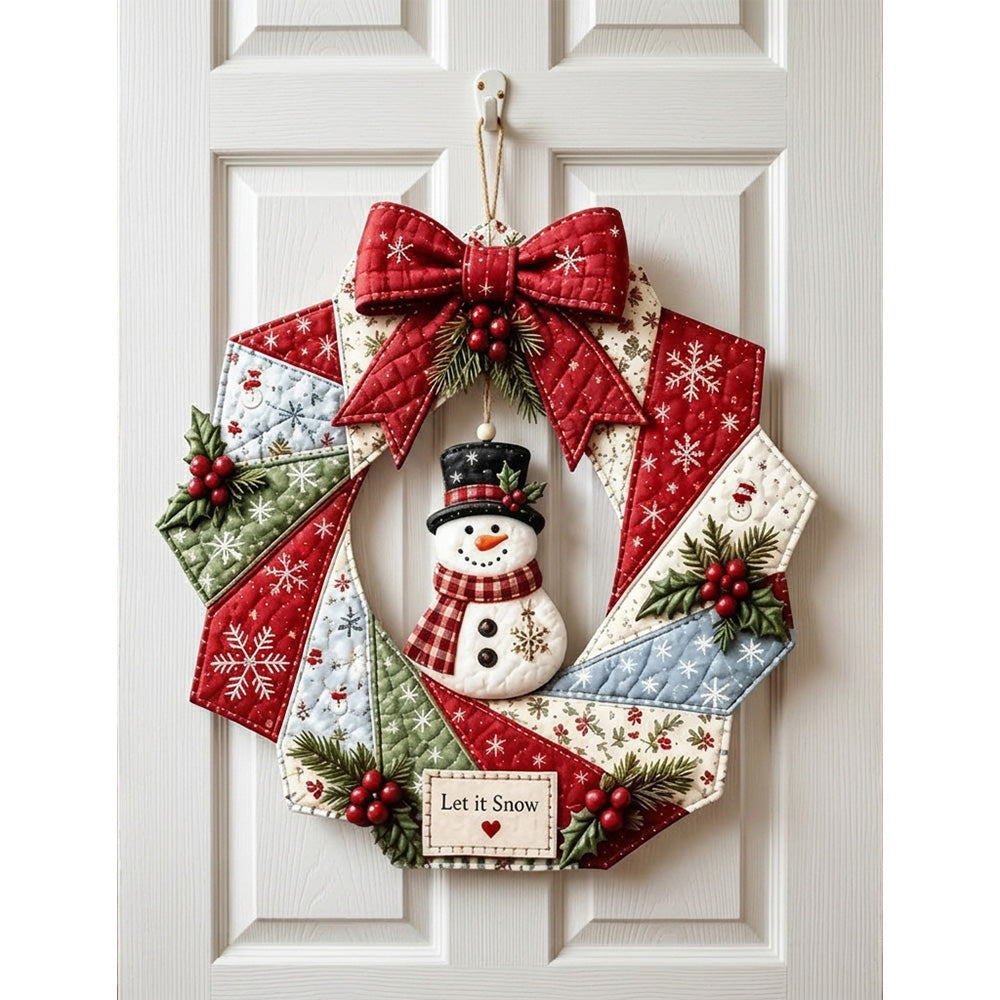 Christmas Wreath DIY Sewing Kit with Precut Fabric for Door Decor - Snowman
