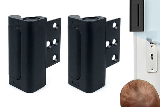 2Pcs Heavy Duty Home Security Defender Door Lock Reinforcement Protection Latch-Black