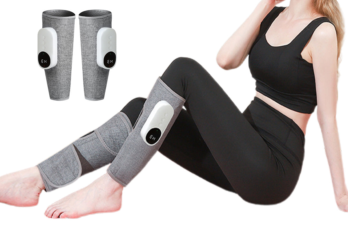2Pcs Leg Massager Muscles Relax Heated Air Compression Foot Massage for Calf Blood Circulation-Grey