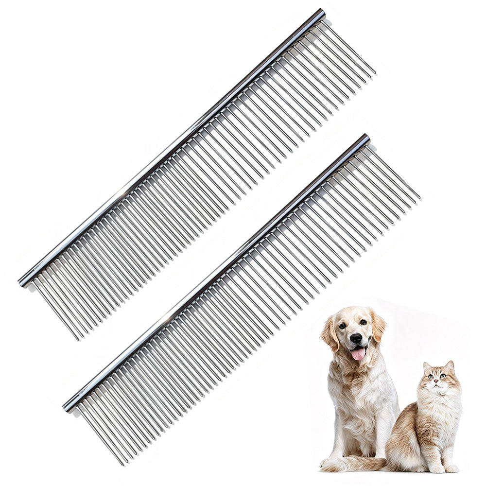 2 Piece Double Sided Stainless Steel Dematting Grooming Comb