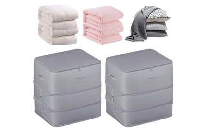 2Pcs 3 Layer Ultra Space Saving Self Compression Organizer Heavy Duty Moving Storage Bag-Grey