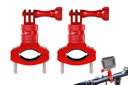 2Pcs Aluminum Bike Handlebar Mount Bicycle Mount for GoPro Hero 13 12 11-Red