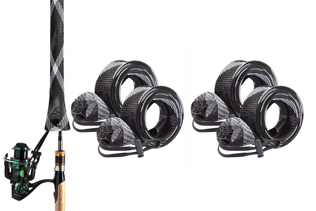 4Pcs Fishing Rod Sock with Strap Fishing Rod Sleeve for Baitcasting-Blue