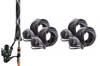 4Pcs Fishing Rod Sock with Strap Fishing Rod Sleeve for Baitcasting-Blue