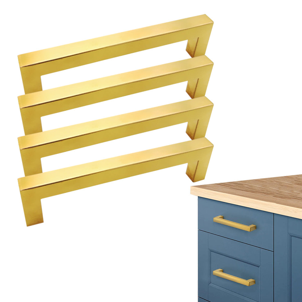 4 Pieces 12mm Square Stainless Steel Kitchen Cabinet - Gold
