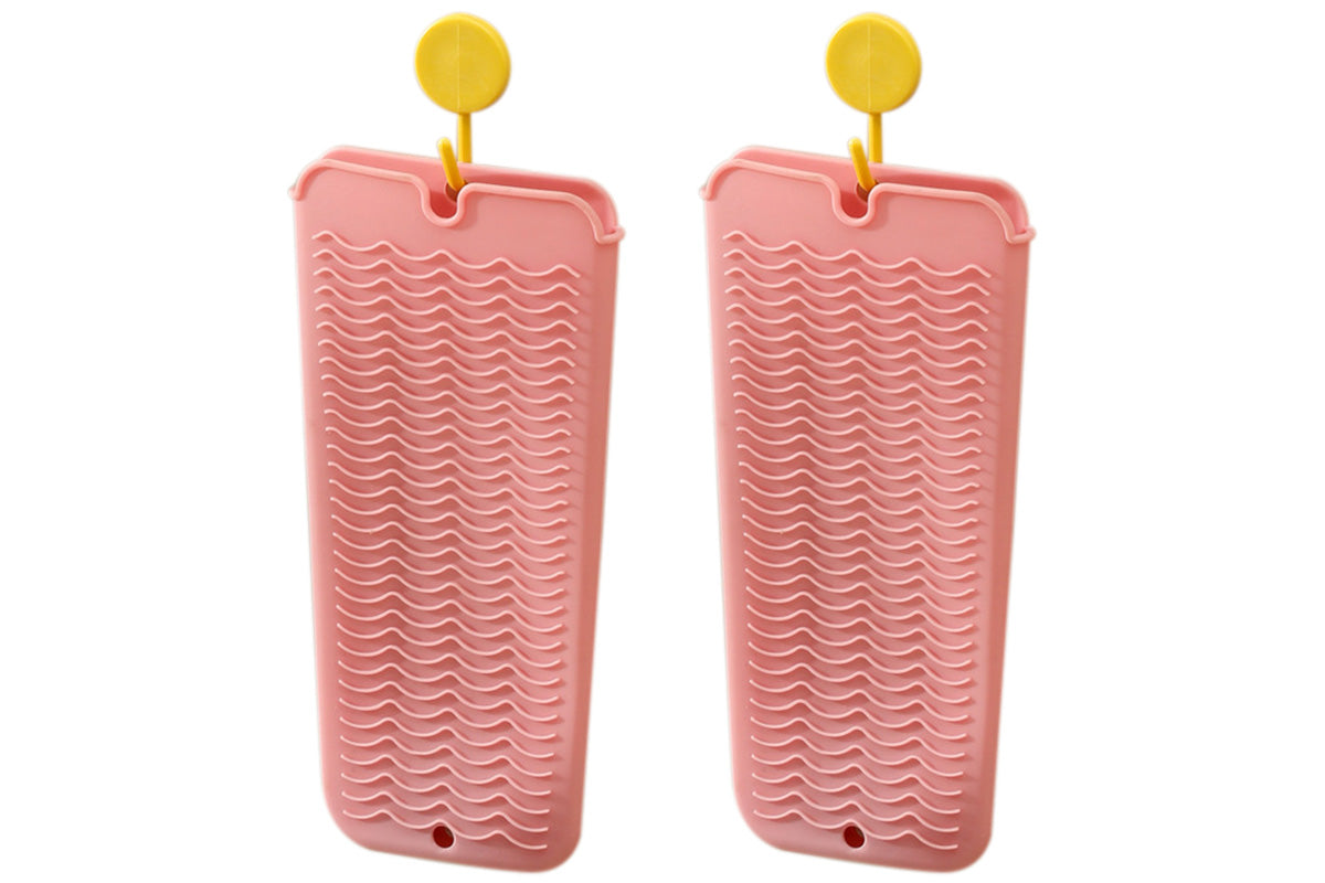 4 Pack Heat Resistant Silicone Pouch for Hair Styling Tools-Pink