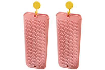 4 Pack Heat Resistant Silicone Pouch for Hair Styling Tools-Pink
