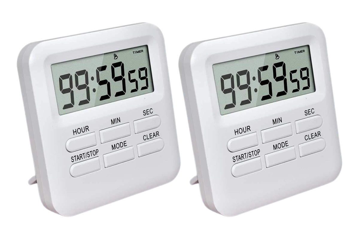 Digital Kitchen Timer LCD Display Cooking Timer with Loud Alarm -White