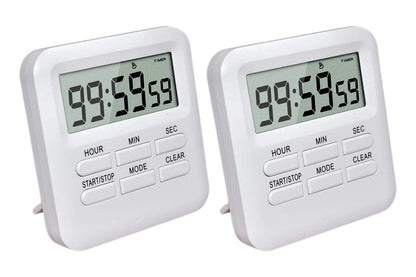 Digital Kitchen Timer LCD Display Cooking Timer with Loud Alarm -White