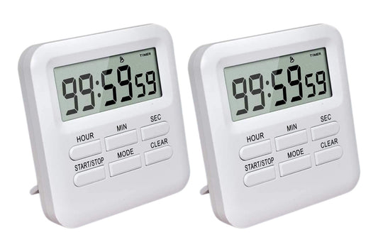 Digital Kitchen Timer LCD Display Cooking Timer with Loud Alarm -White