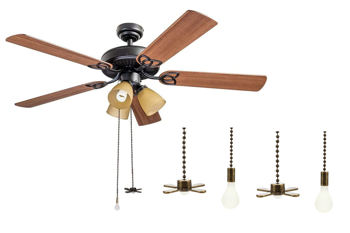 2Pcs Ceiling Fan Light Bulb Pull Chain Beaded Ball Extension Connector Decor-Bronze