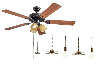 2Pcs Ceiling Fan Light Bulb Pull Chain Beaded Ball Extension Connector Decor-Bronze