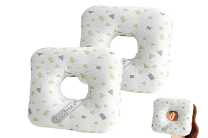 2Pcs Square Ear Piercing Pillow for Side Sleepers with Central Ear Hole-Grey