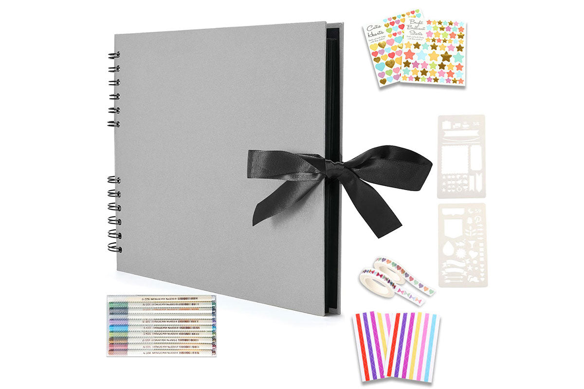 DIY Photo Album 80 Pages Black Scrapbook Set-Gray
