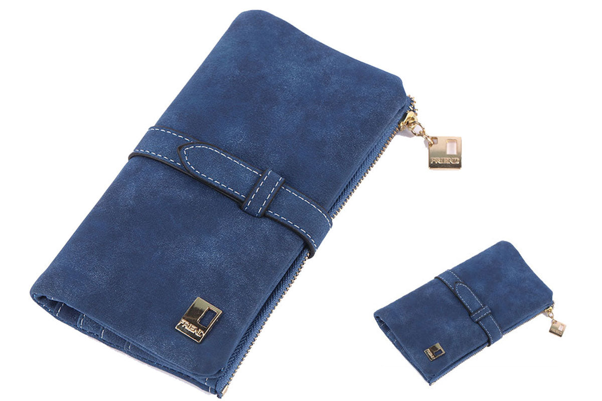 Women Wallet Multi Card Position Clutch Female Multi-Function Coin Purse-Acid Blue