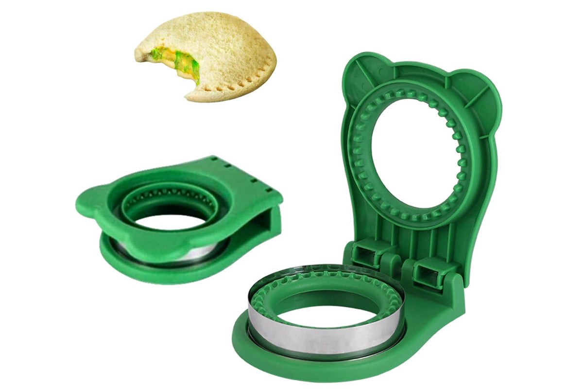 2Pcs Sandwich Cutter and Sealer Stainless Steel Pocket Sandwich Maker Toastie Maker-Green