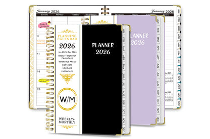 2026 Planner Weekly Monthly A5 Daily Organizer January to December Notebook -Black and Purple