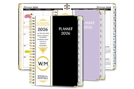 2026 Planner Weekly Monthly A5 Daily Organizer January to December Notebook -Black and Purple