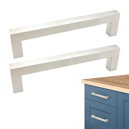 2 Pieces 12mm Square Stainless Steel Kitchen Cabinet - Silver