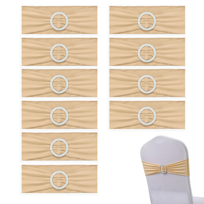 Elastic Chair Sashes Bows with Buckle Spandex Chair Bands - Champagne