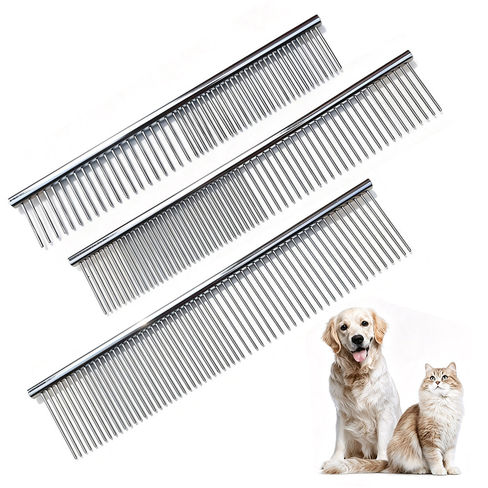 3 Piece Double Sided Stainless Steel Dematting Grooming Comb