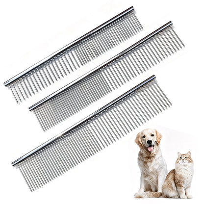 3 Piece Double Sided Stainless Steel Dematting Grooming Comb
