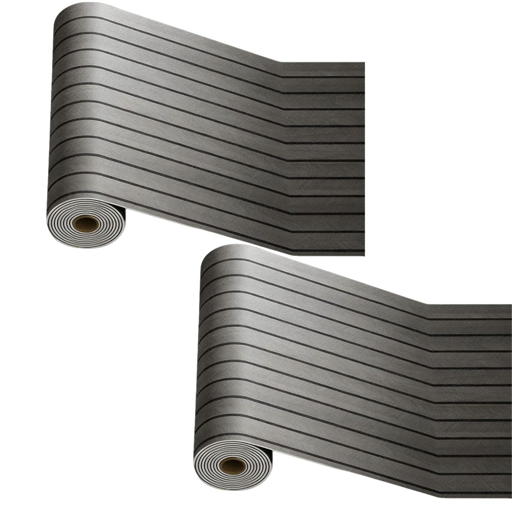 2 Pieces PVC Slat Wall Panel with Faux Engineered Wood Grain - Grey