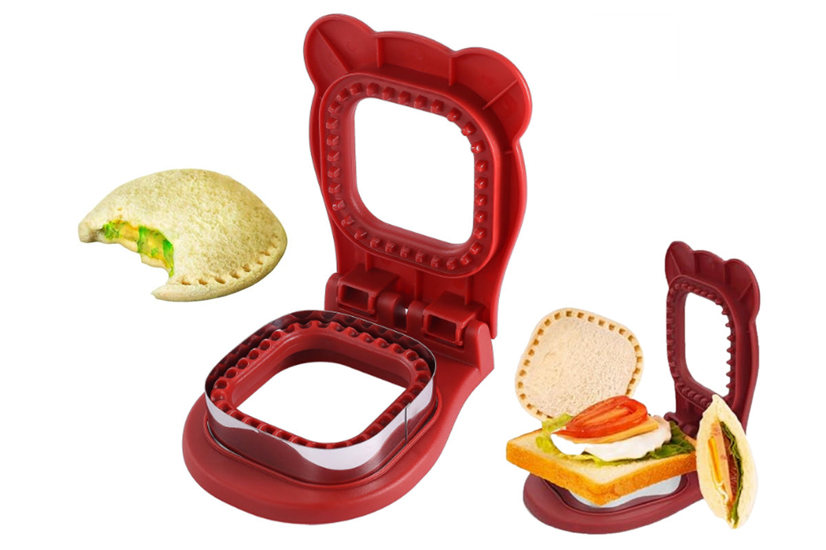 2Pcs Sandwich Cutter and Sealer Stainless Steel Pocket Sandwich Maker Toastie Maker-Red