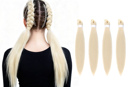 4Pcs Pre Stretched Hair Extensions Synthetic Hair Extension for Cosplay-Beige