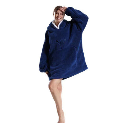 Unisex Hoodie Blanket Oversized Wearable Throw Blanket Navy