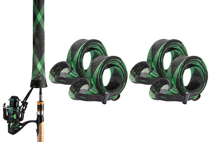 4Pcs Fishing Rod Sock with Strap Fishing Rod Sleeve for Baitcasting-Green