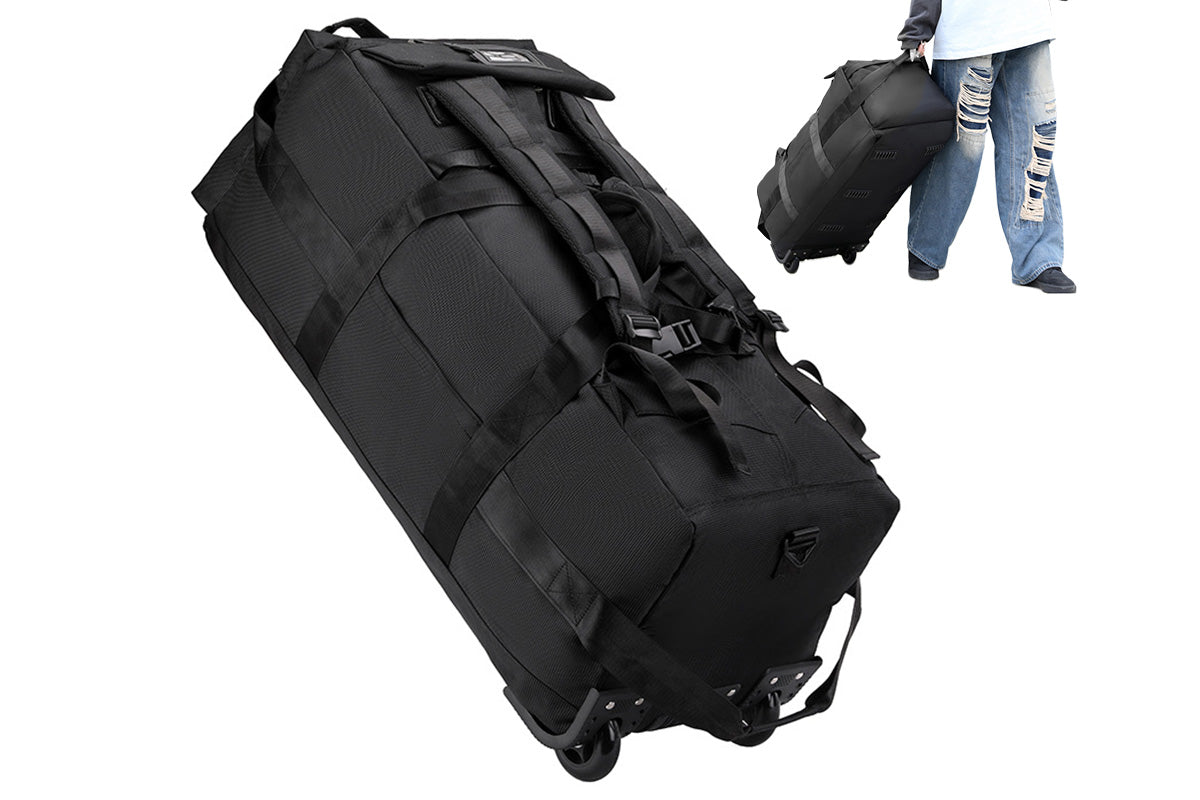 90 L Foldable Oxford Rolling Duffle Travel Bag with 3 Carry Modes