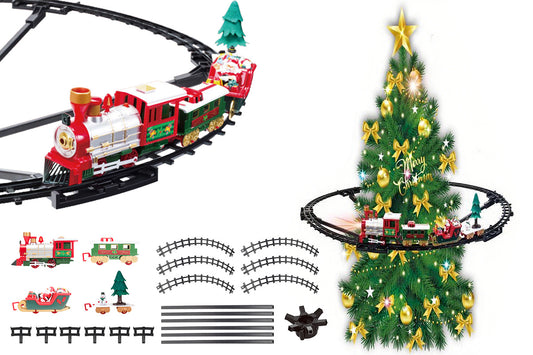 Hanging Christmas Train Toy Set with Lights Music and Track for Little Ones
