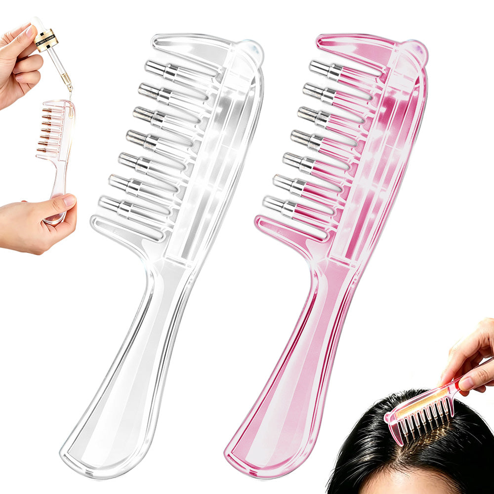2 Pack 7 Tooth Hair Oil Applicator Combs with Silicone Caps