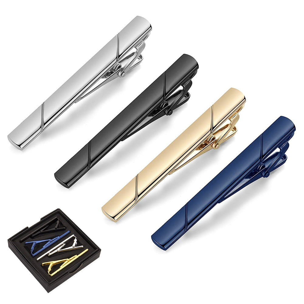 4 Piece Tie Clips for Men Metal Tie Pins with Storage Box