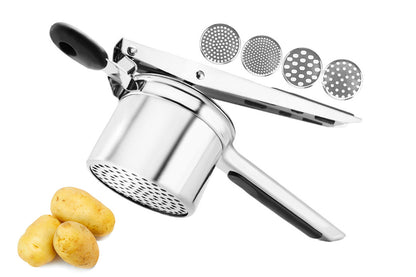 3-in-1 Stainless Steel Potato Ricer & Masher with 3 Interchangeable Discs