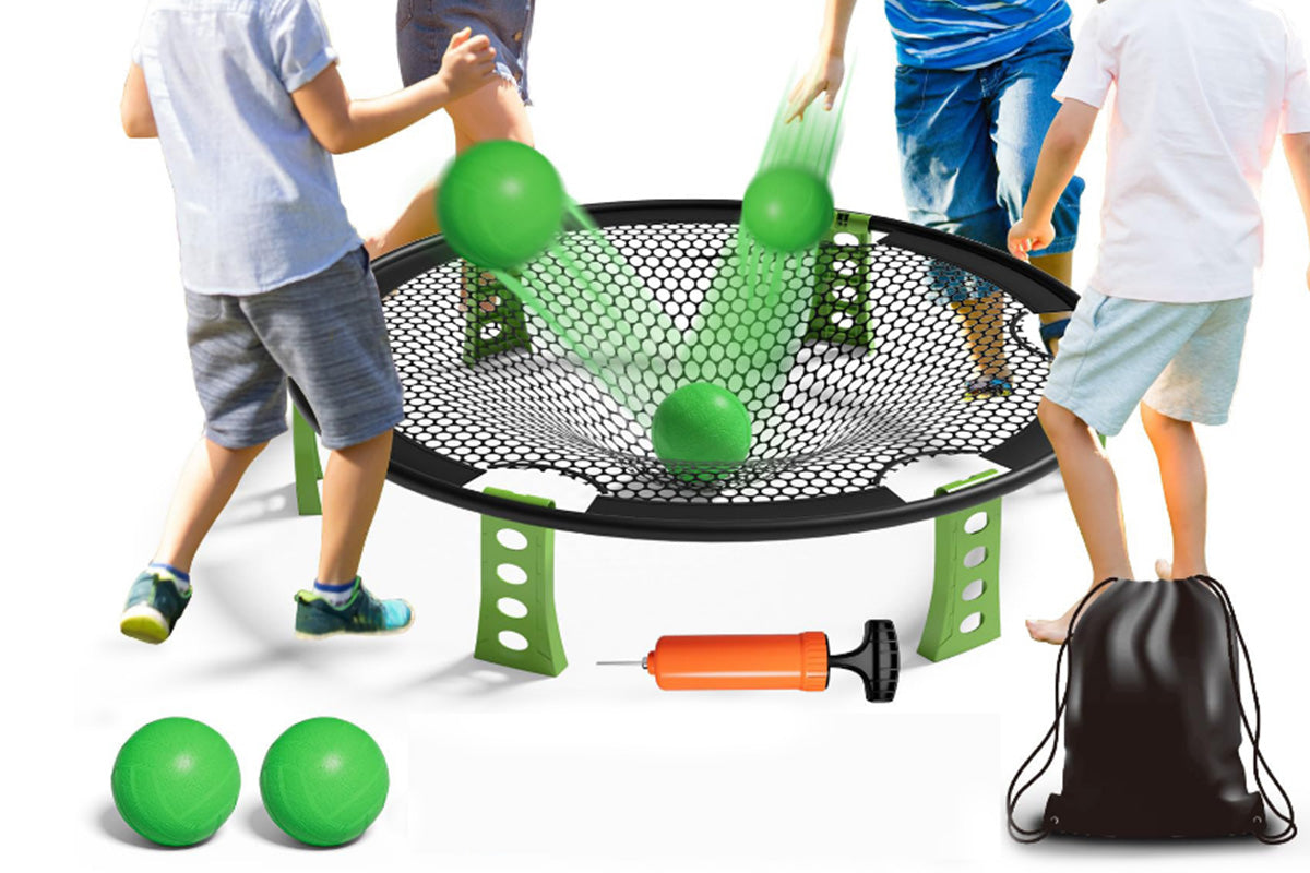 Outdoor Team Roundnet Game Set Beach Ball Games with Carrying Bag 2 Balls